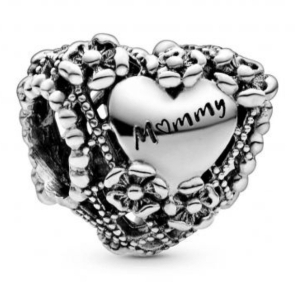 Authentic Pandora Openwork Flower Heart Mommy Charm - Picture 1 of 5